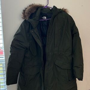 The North Face Olive Jacket with Fur Trim